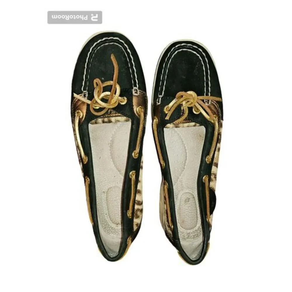 Sperry Top Sider Size 7.5 STS93493 Leather / Leopard Print Boat‎ Shoe Womens